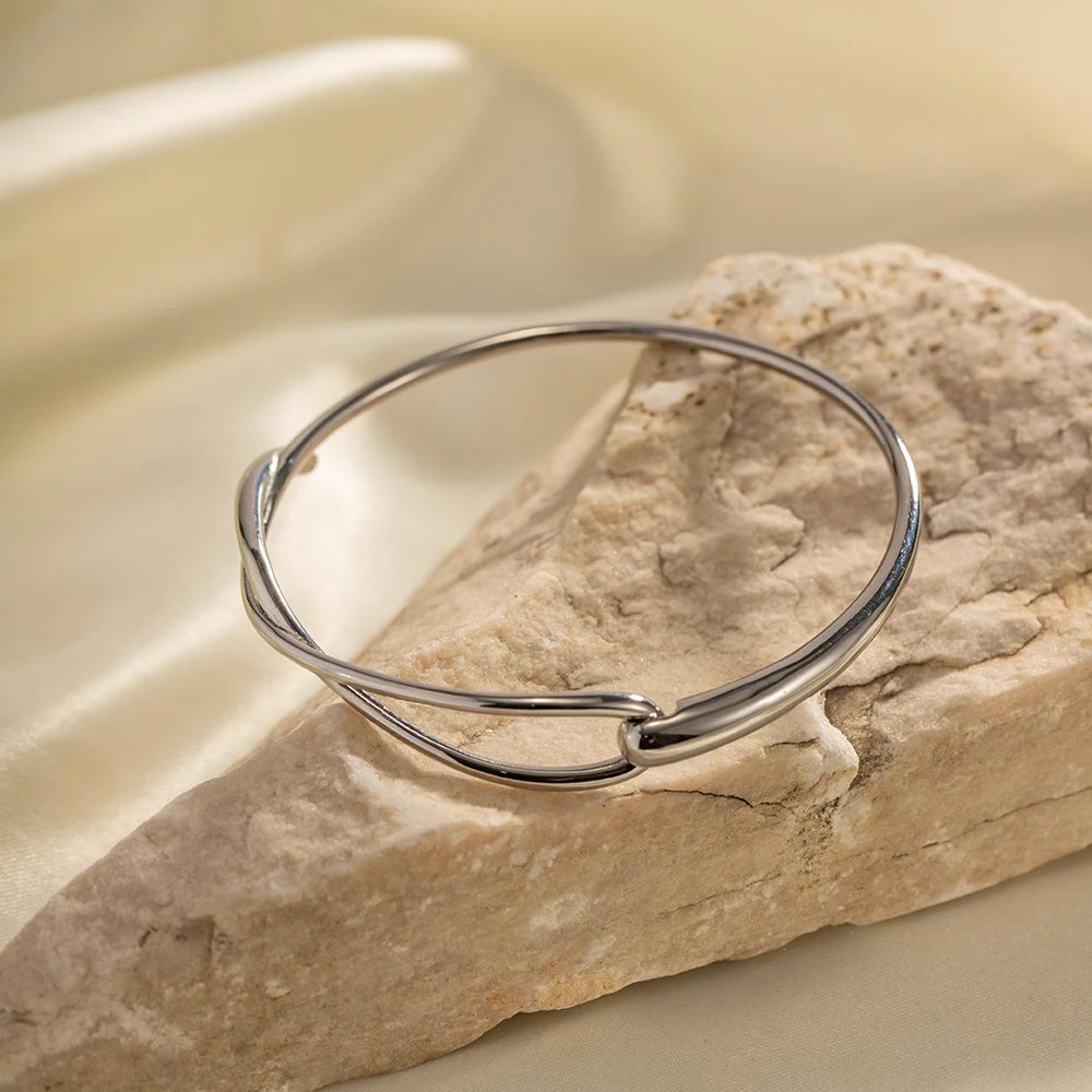 Minimalist Cross Over Open Cuff Bracelet
