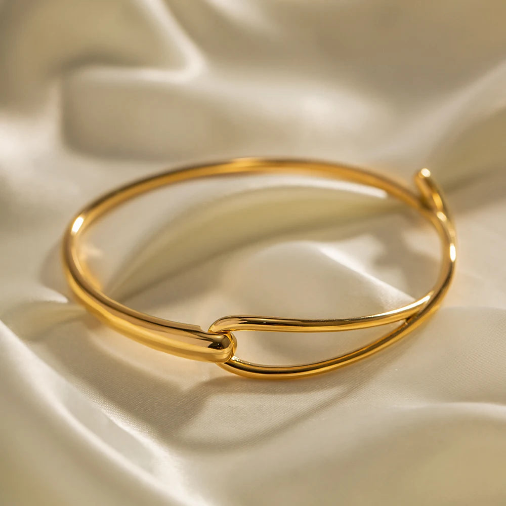 Minimalist Cross Over Open Cuff Bracelet