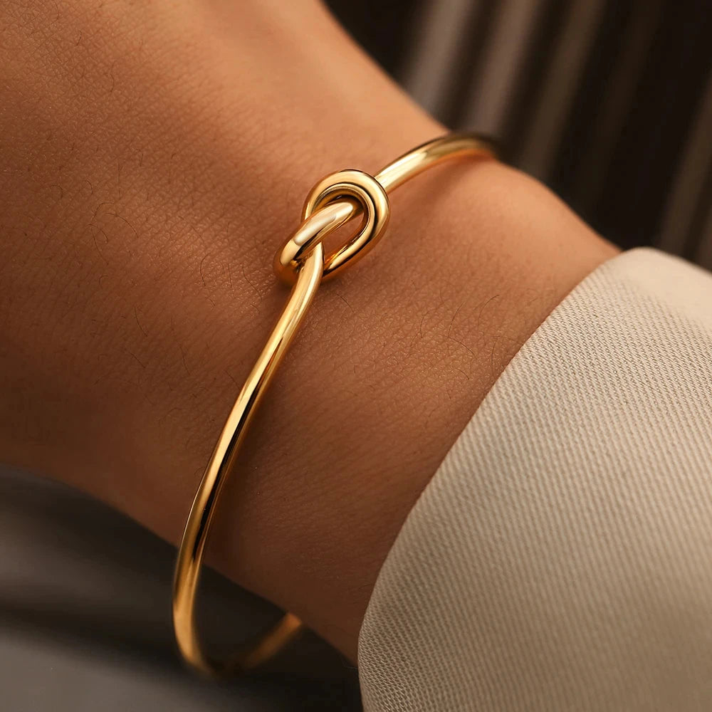 Minimalist Knot Open Cuff Bracelet
