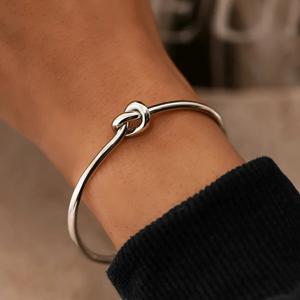 Minimalist Knot Open Cuff Bracelet