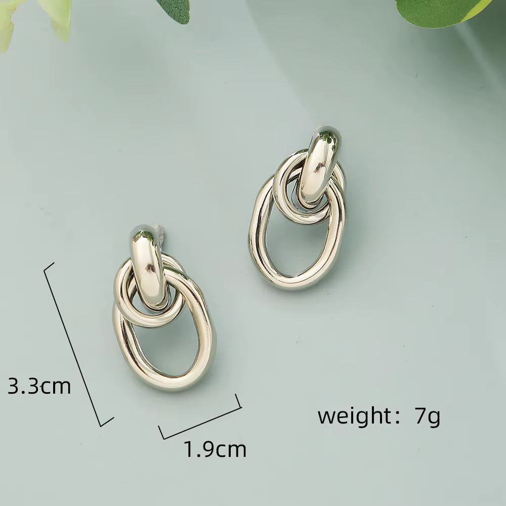 Minimalist Double Link Drop Earrings