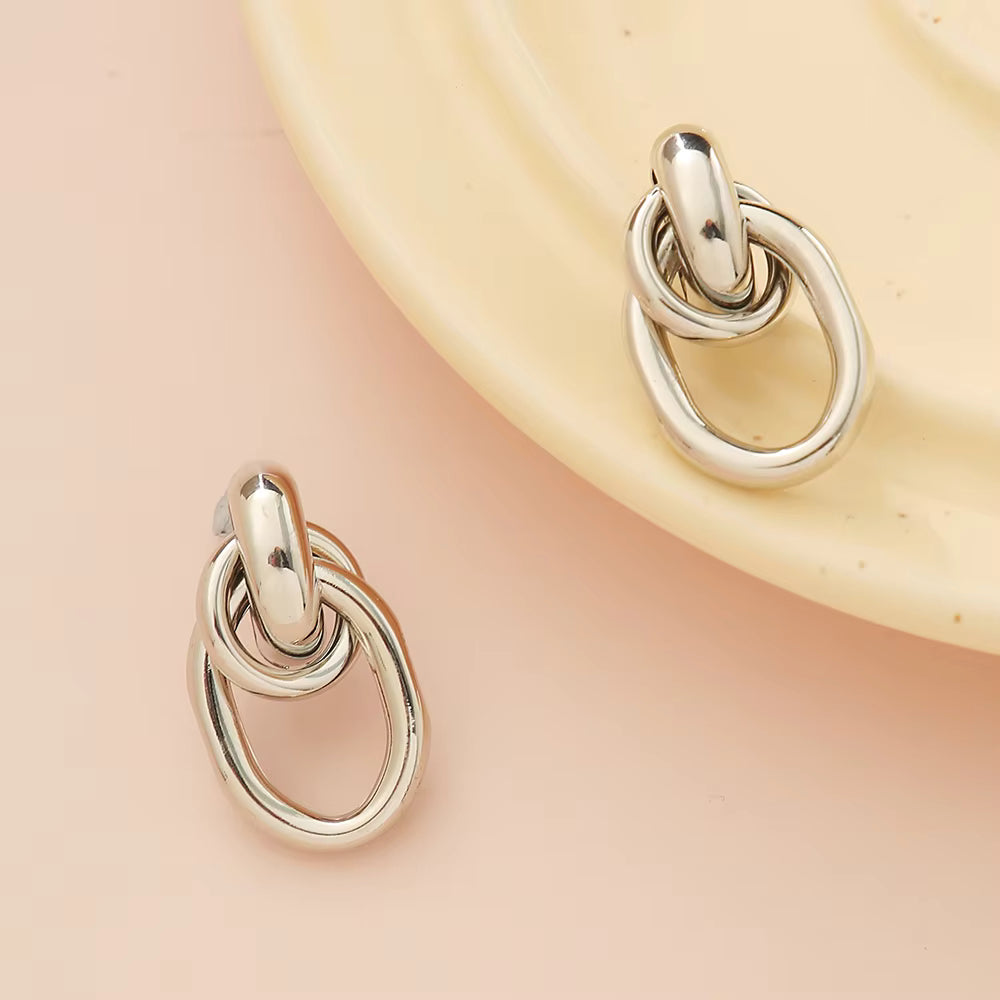 Minimalist Double Link Drop Earrings