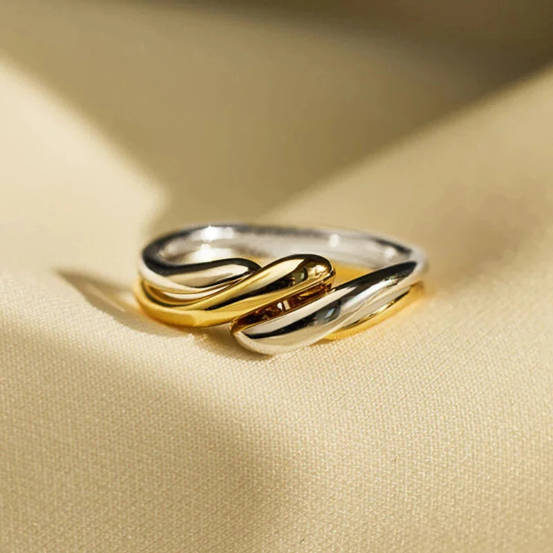 Intertwined Dual Tone Open Ring