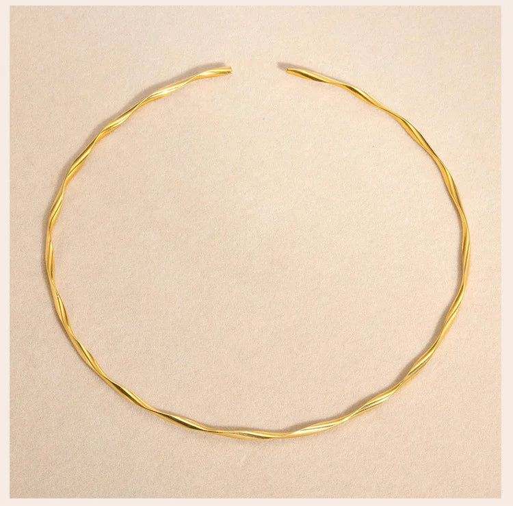 Gold Tone Twisted Choker Necklace